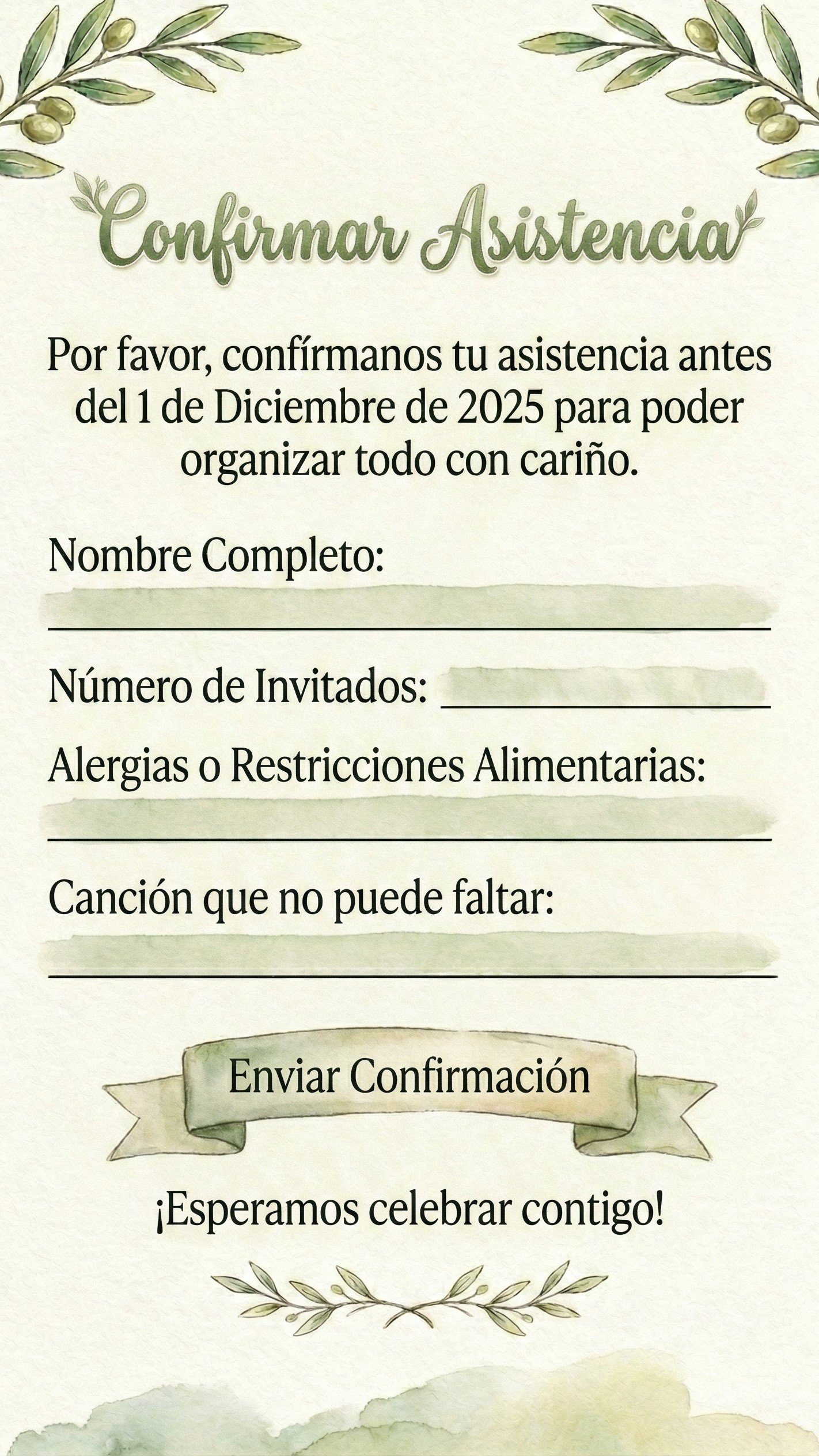 Confirmar asistencia a la boda